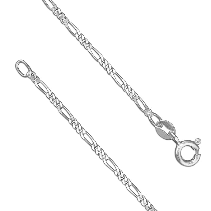 Coe & Co Sterling Silver 41cm/16in Light Figaro Chain