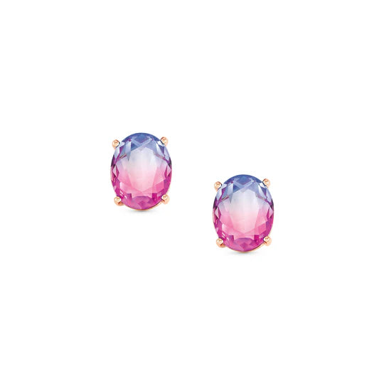 Symbiosi Rose Gold with Pink and Purple Stone Stud Earrings