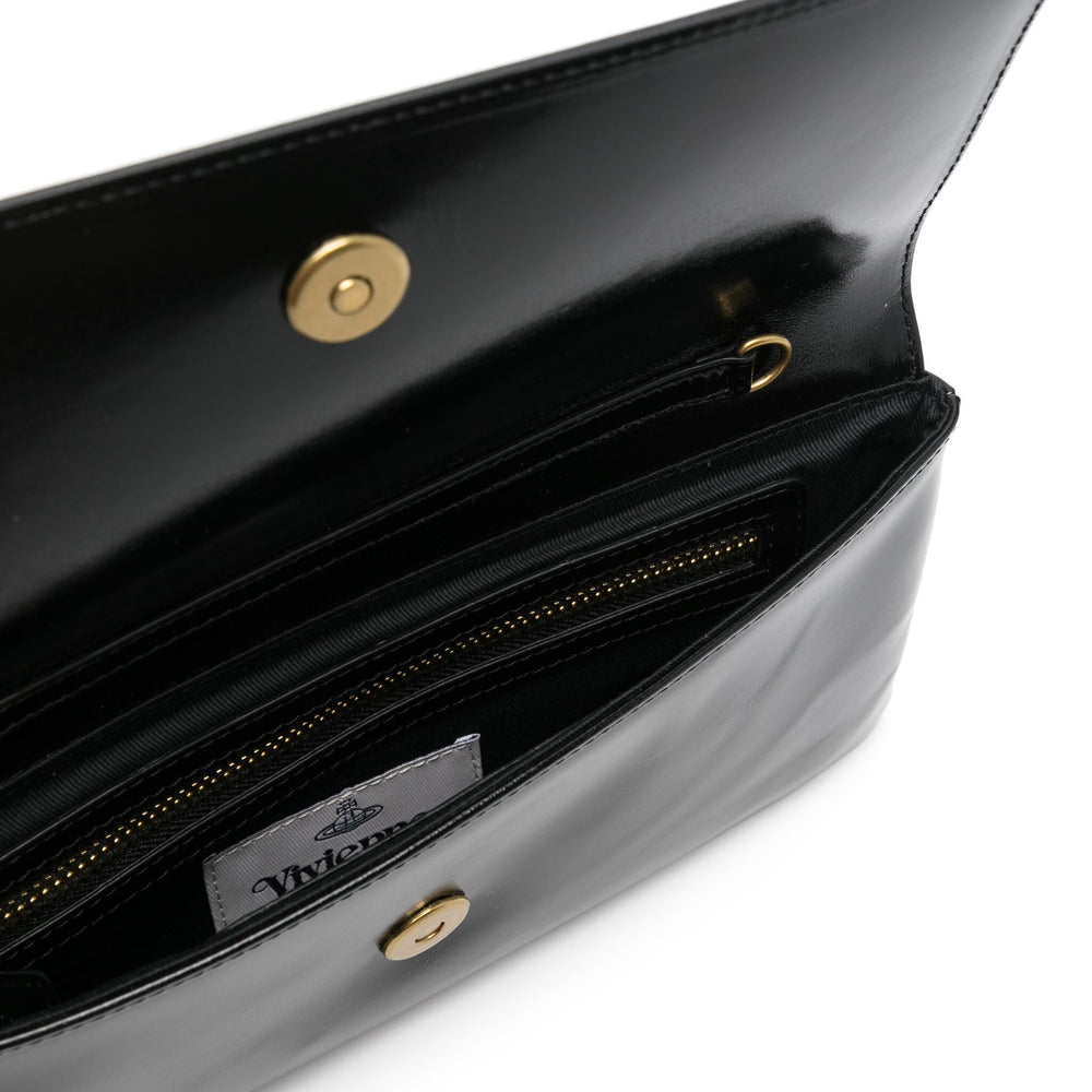 
                      
                        Vivienne Westwood Flap Closure Clutch Bag Black Shiny Leather
                      
                    