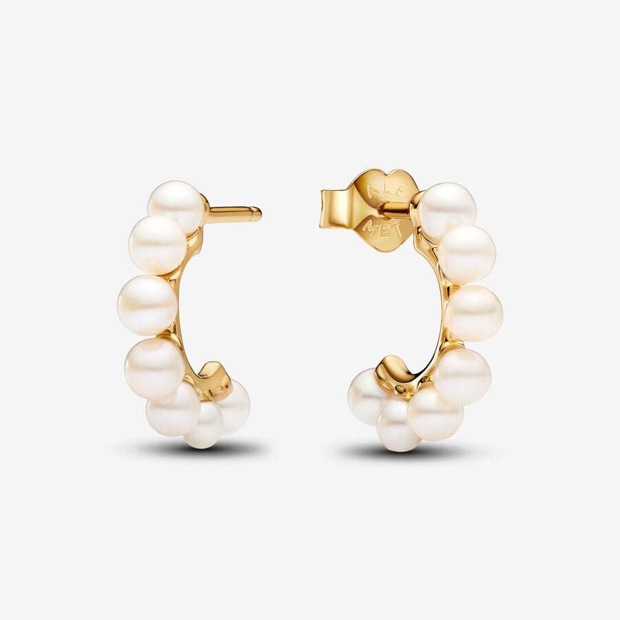 Pandora Treated Freshwater Cultured Pearls Open Hoop Earrings