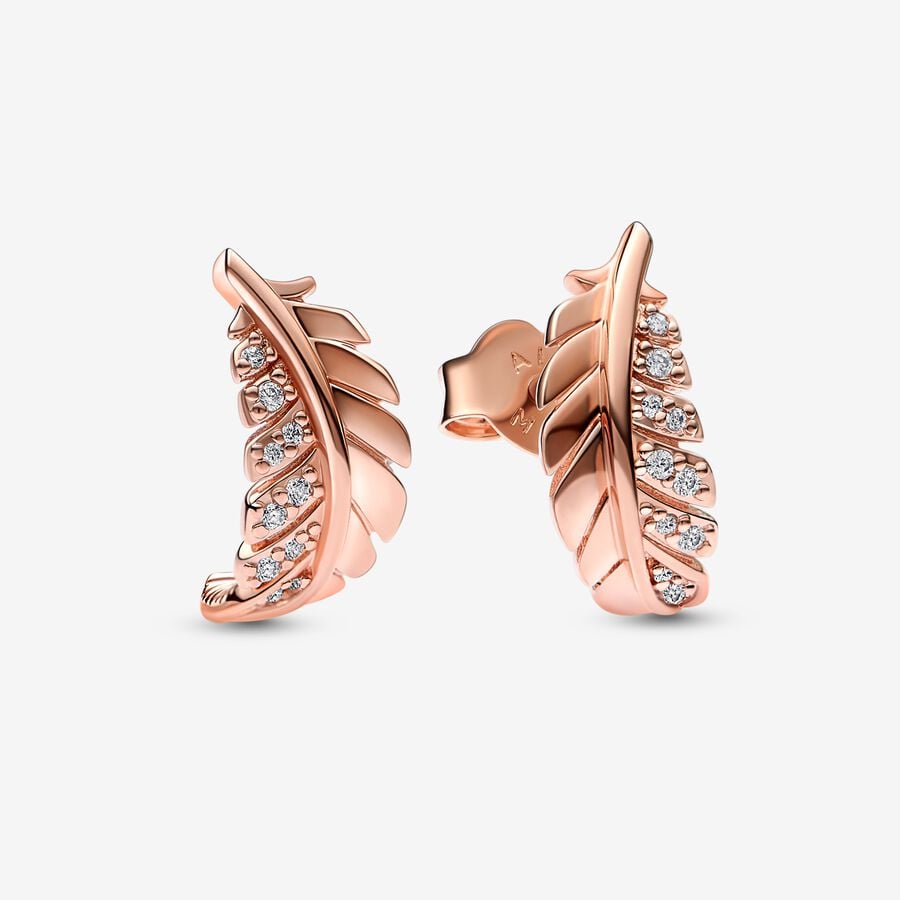 Pandora Floating Curved Feather Stud Earrings