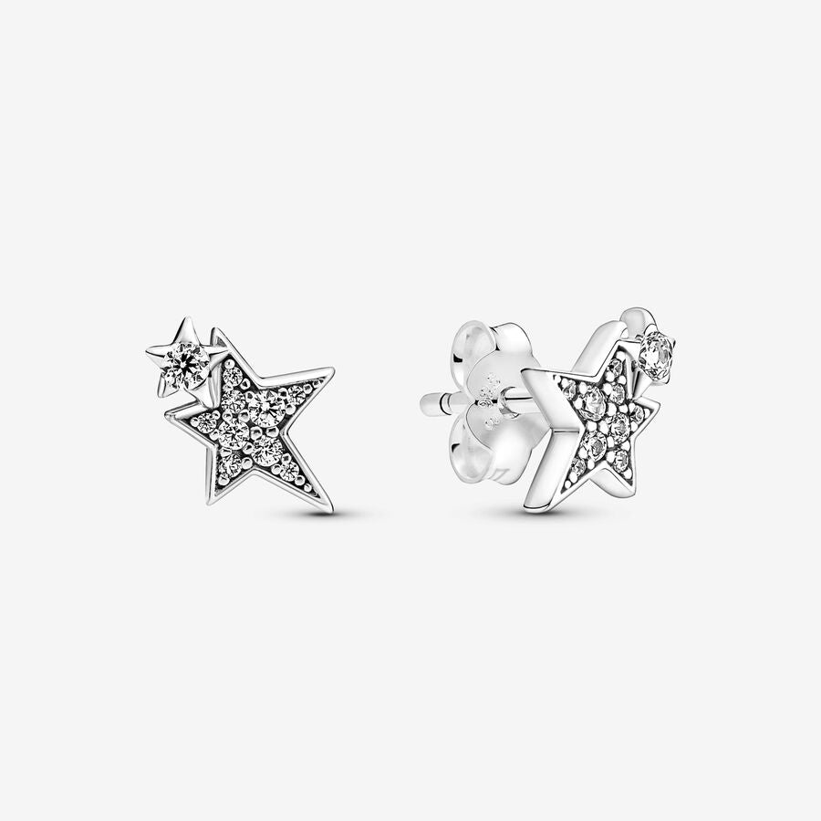 Pandora Sparkling Asymmetric Stars Stud Earrings