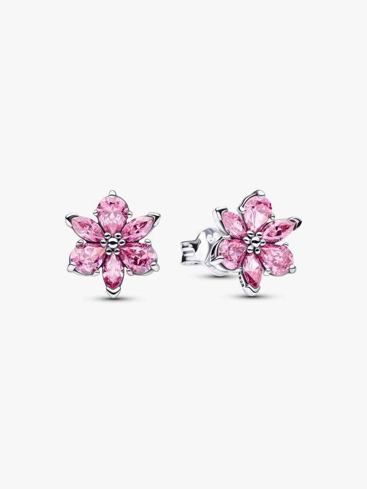 Pandora Herbarium Sparkling Pink Flower Stud Earrings