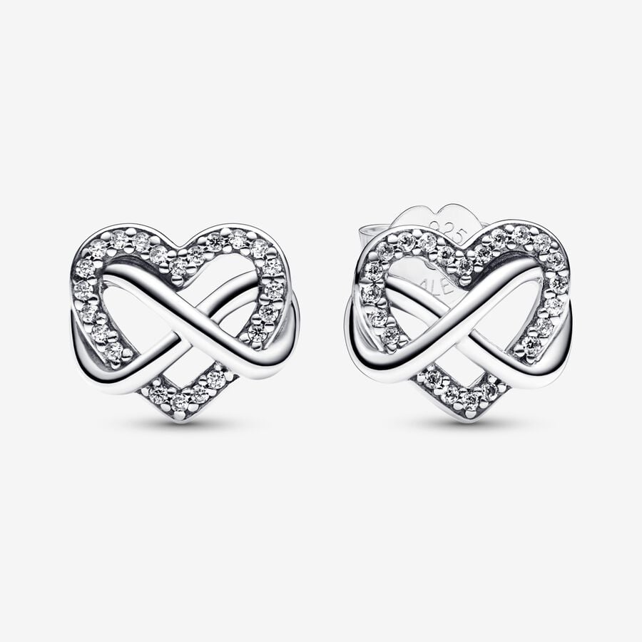 Pandora Sparkling Infinity Heart Stud Earrings