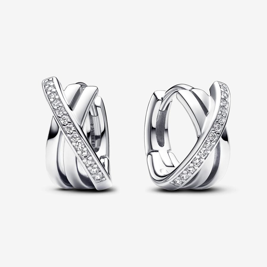 Pandora Crossover Pavé Hoop Earrings