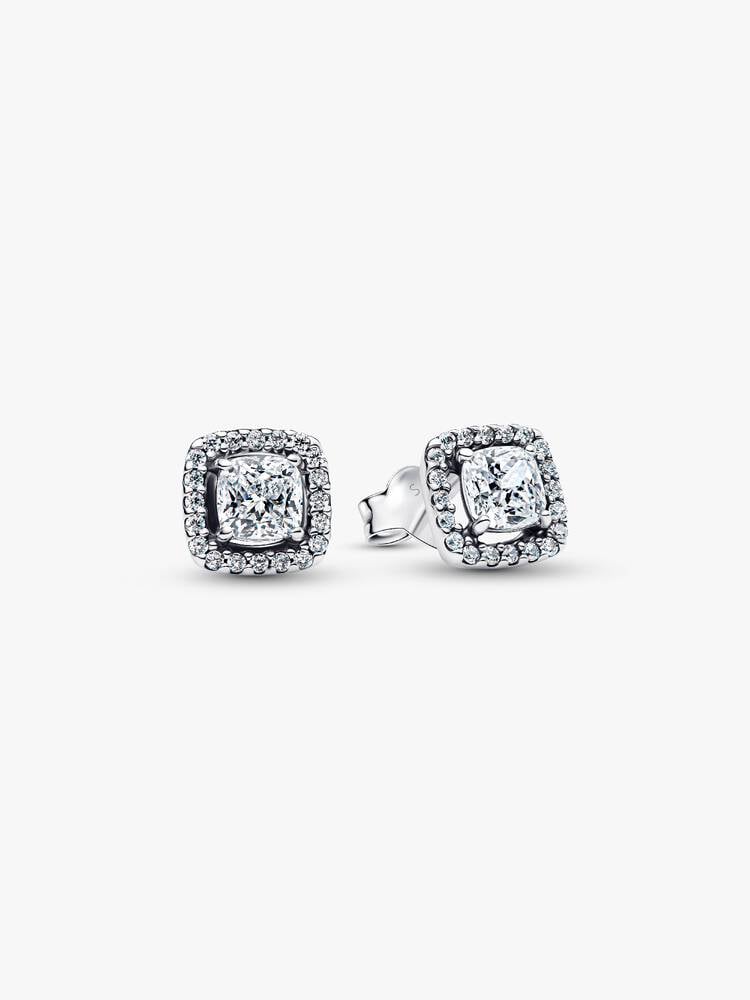 Pandora Square Halo Stud Earrings