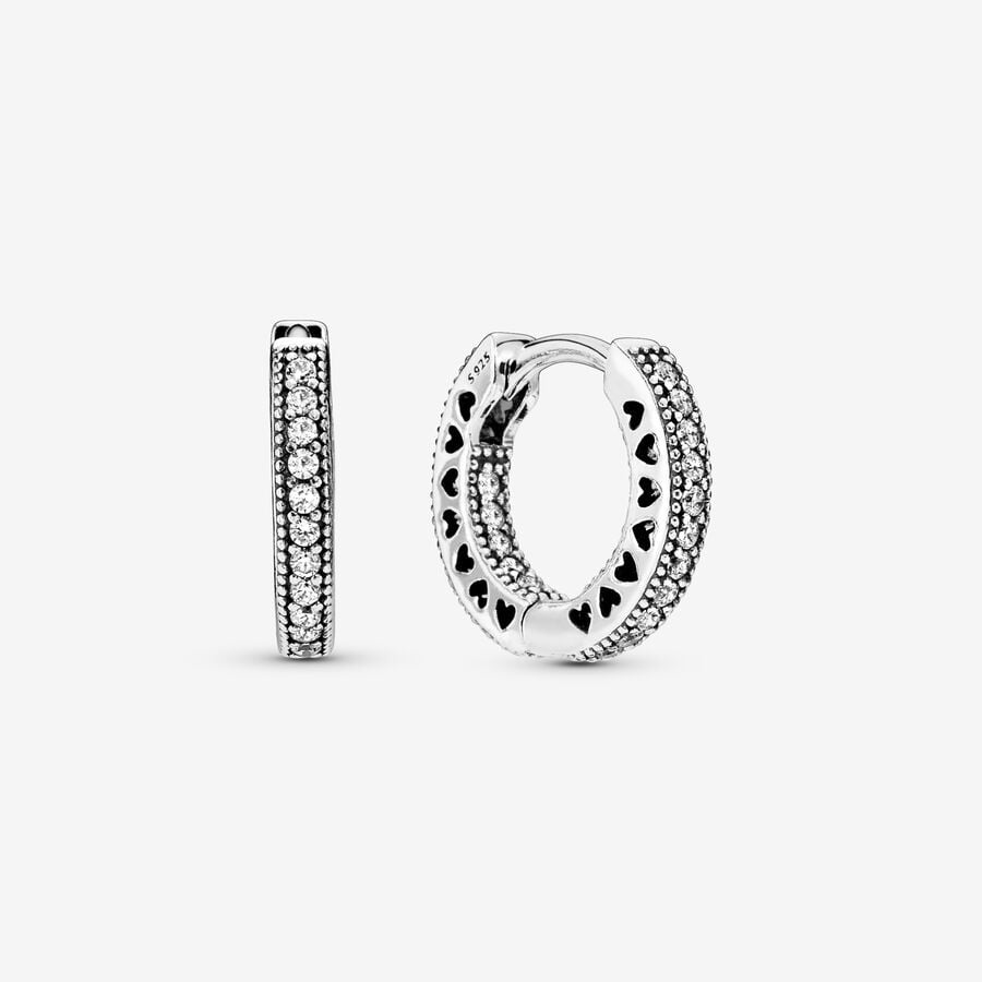 Pandora Pavé Heart Hoop Earrings