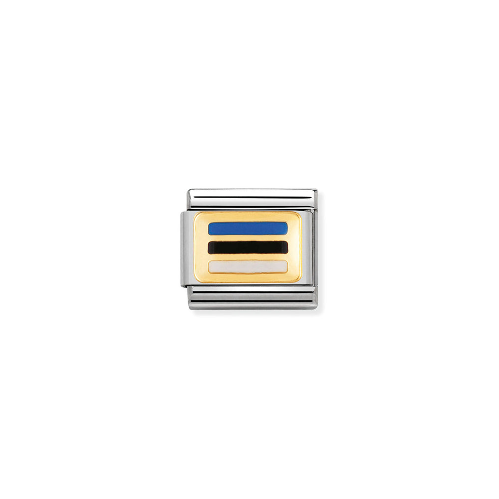 Nomination Classic Link with Enamel Estonia Flag in Yellow Gold Tone