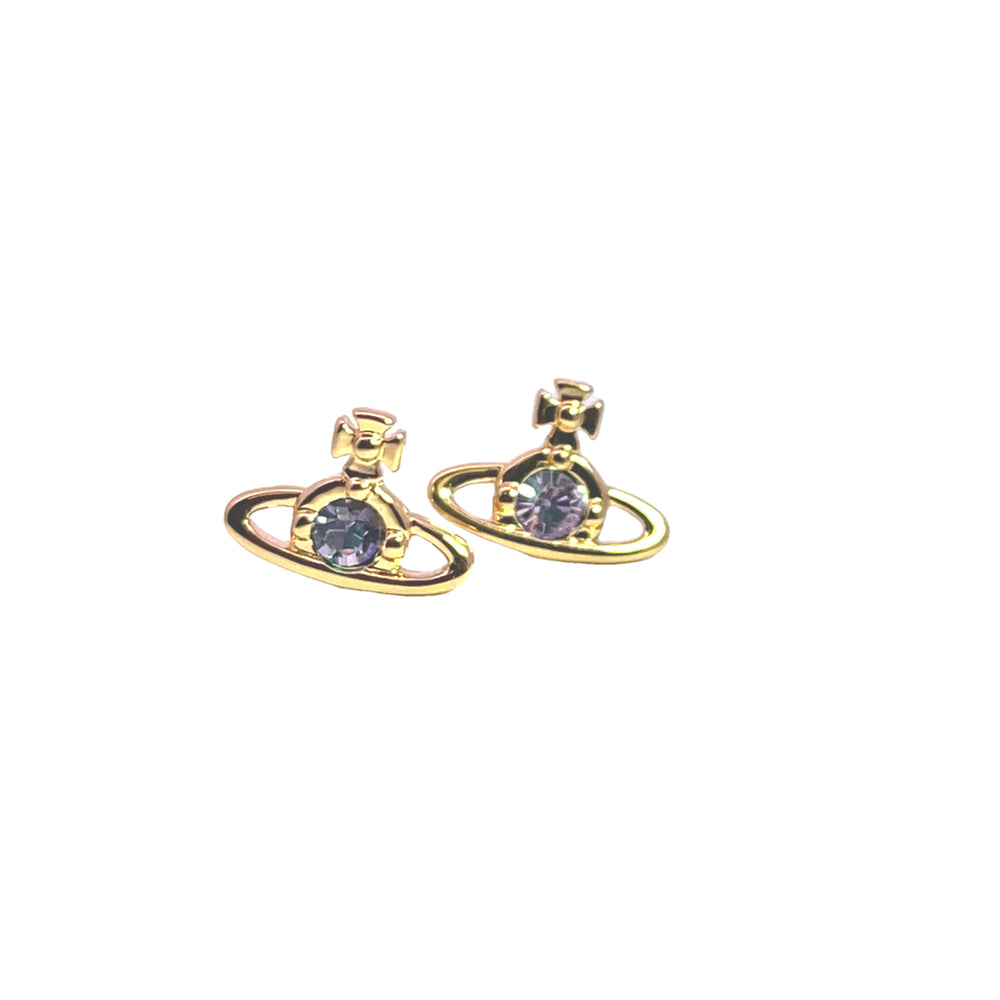 Vivienne Westwood Yellow Gold Tone Nano Solitaire Earrings