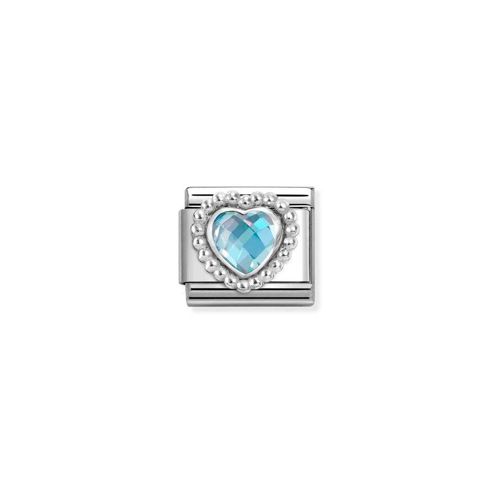 Nomination Classic Silver Beaded Blue CZ Heart Charm