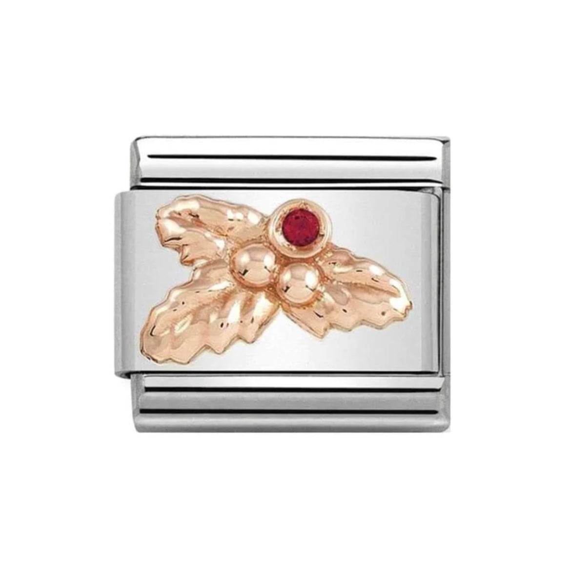 Nomination Classic Rose Gold CZ Holly in Red Christmas Charms