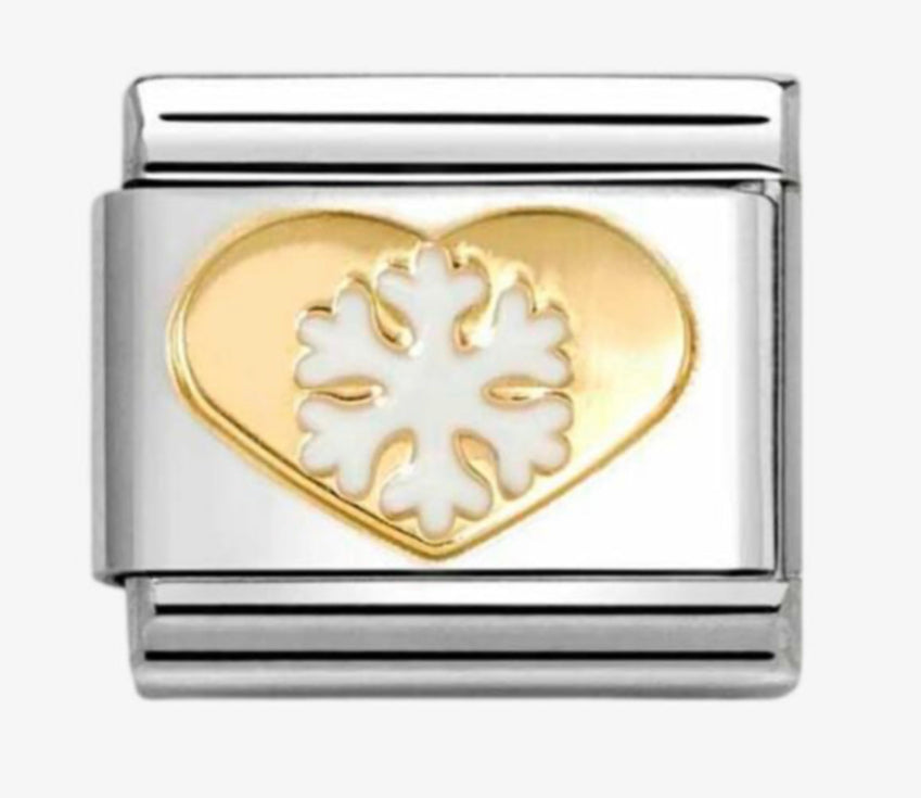 CLASSIC Gold Christmas Heart With Cut Out Snowflake Charm