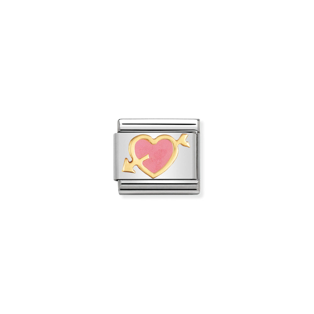 Nomination Classic Link with Pink Heart & Arrow in Yellow Gold Tone