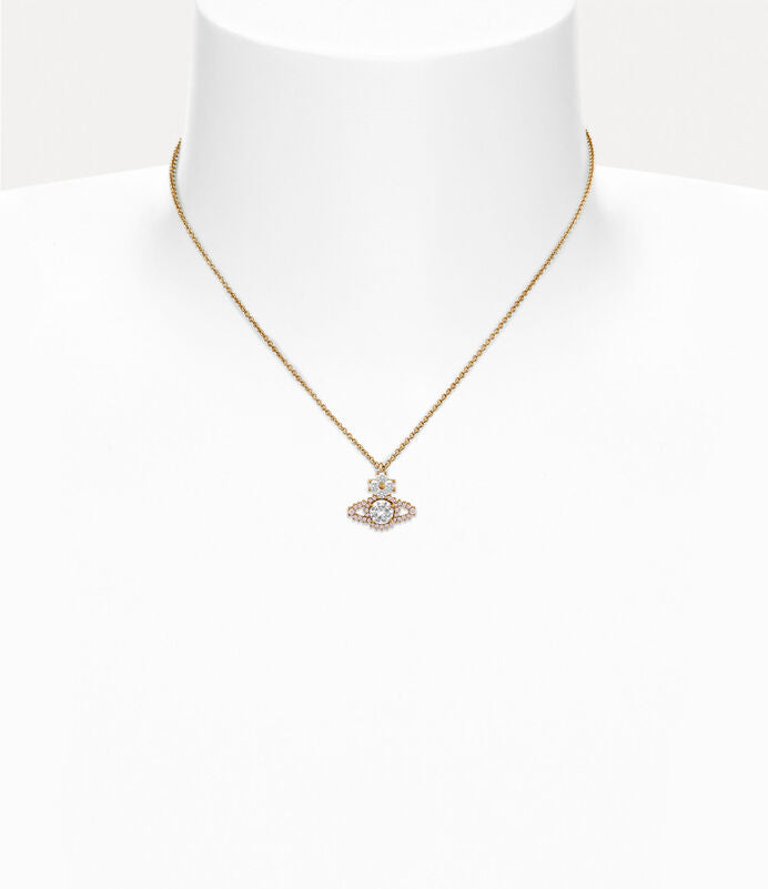 
                      
                        Vivienne Westwood Valentina Pendant Necklace Gold Tone, White & Mauve CZ
                      
                    