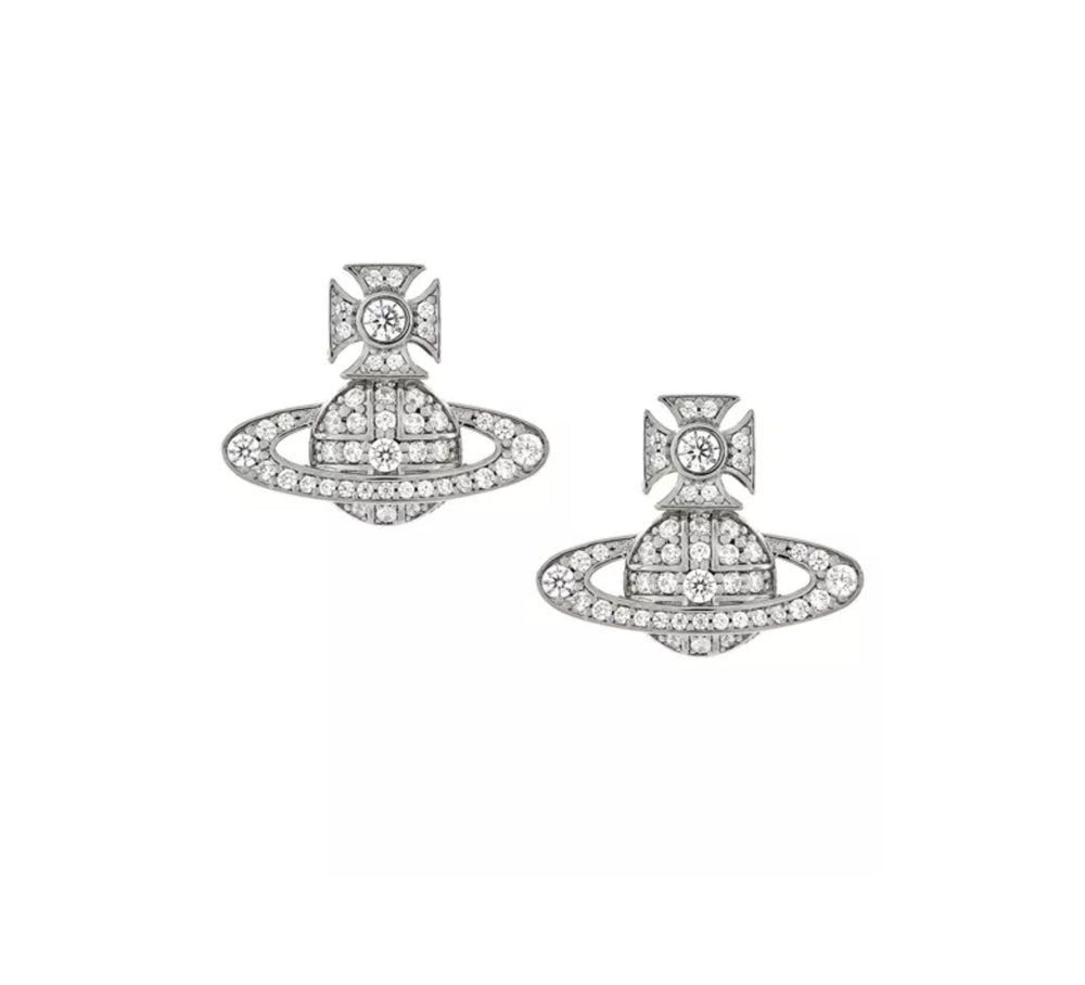 Vivienne Westwood Carmela Bas Relief Silver Tone Earrings