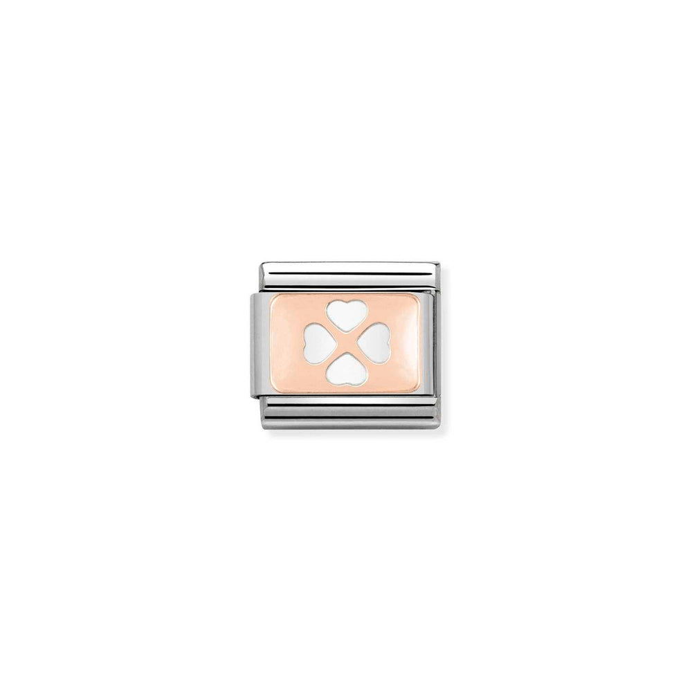 Nomination Classic Link with Four-Leaf Clover in Rose Gold Tone