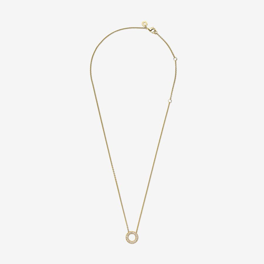 
                      
                        Pandora Logo Pavé Circle Collier Necklace-Yellow Gold Plated
                      
                    