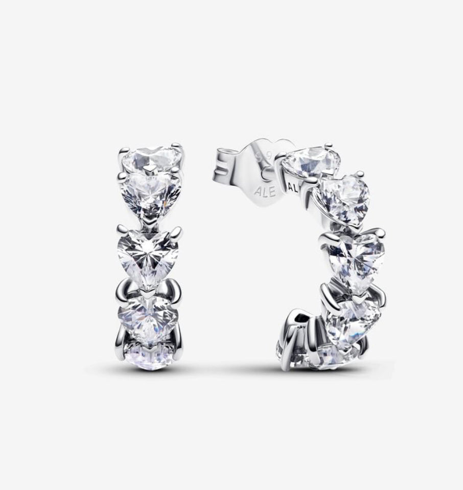 Pandora Sparkling Hearts Open Hoop Earrings