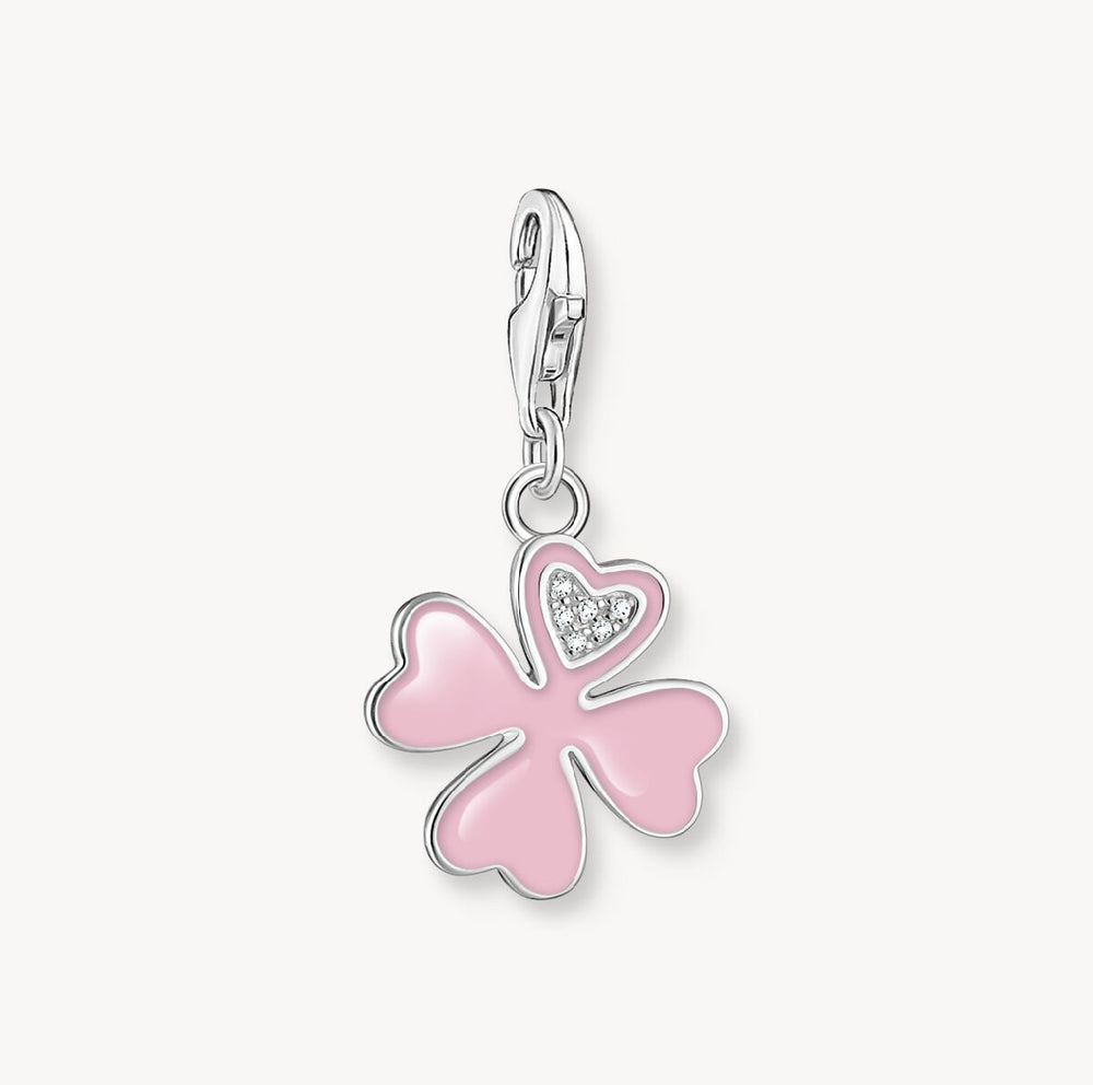 Thomas Sabo Pink Clover Charm with White Stones