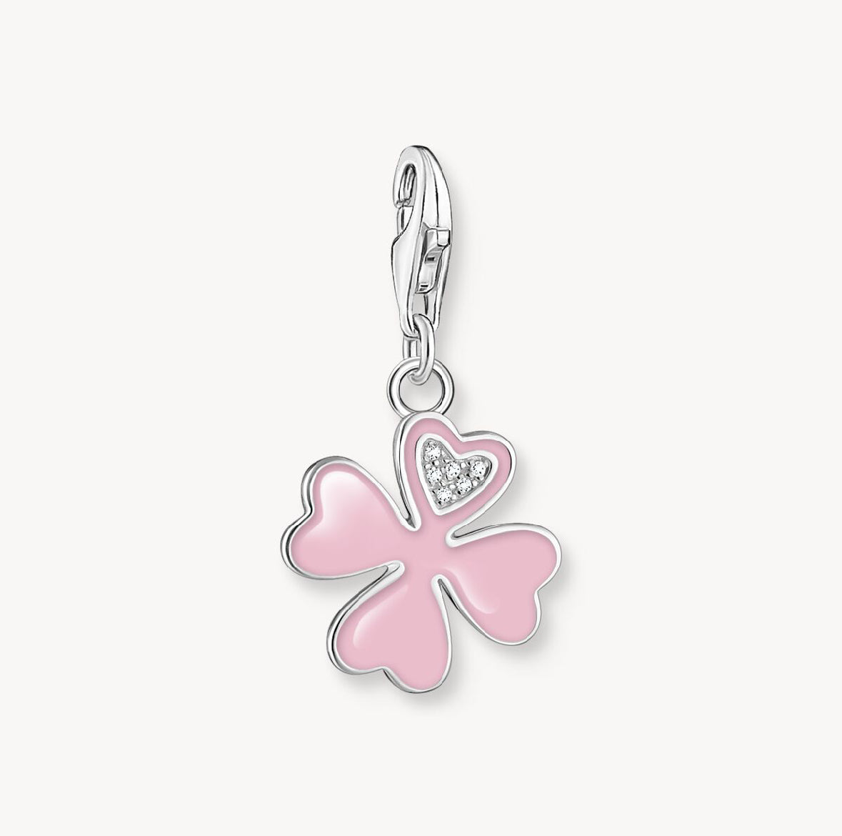 Thomas Sabo Pink Clover Charm with White Stones