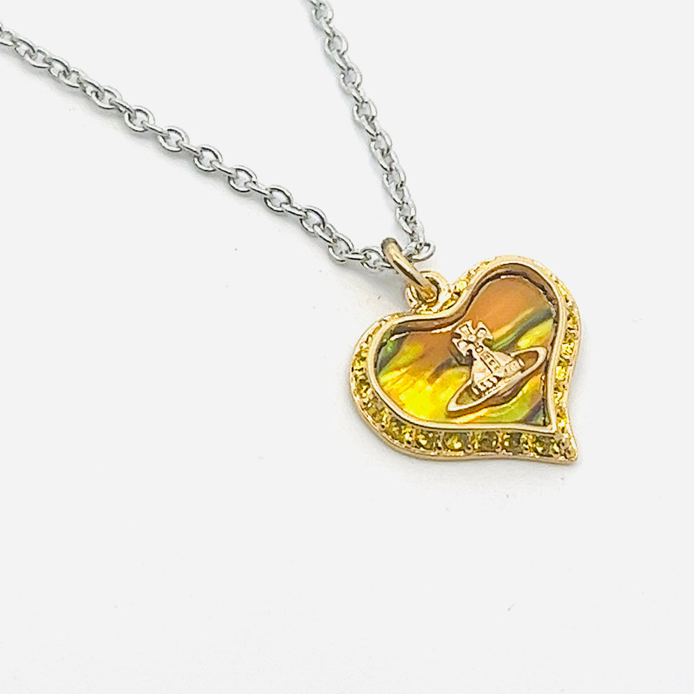 Vivienne Westwood Petra Silver Tone and Citrine Necklace