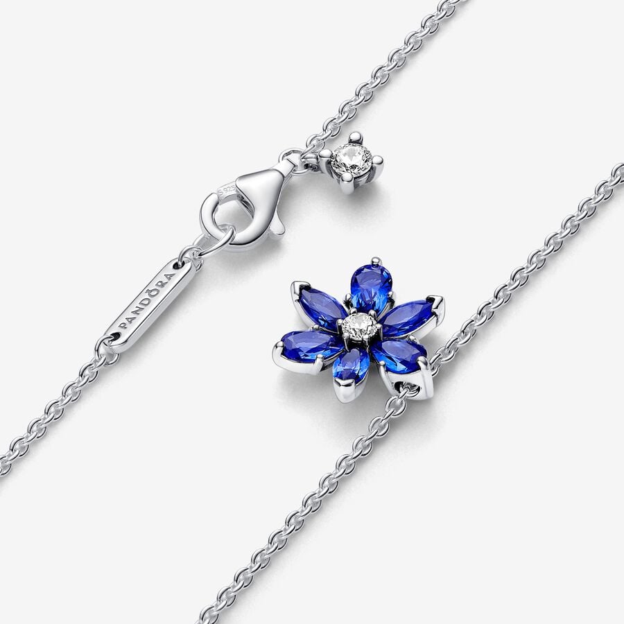 Sparkling Blue Herbarium Cluster Pendant Necklace | Sterling silver |  Pandora US