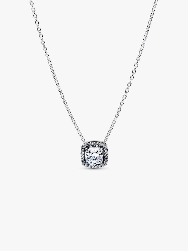 Pandora Square Halo Pendant Collier Necklace