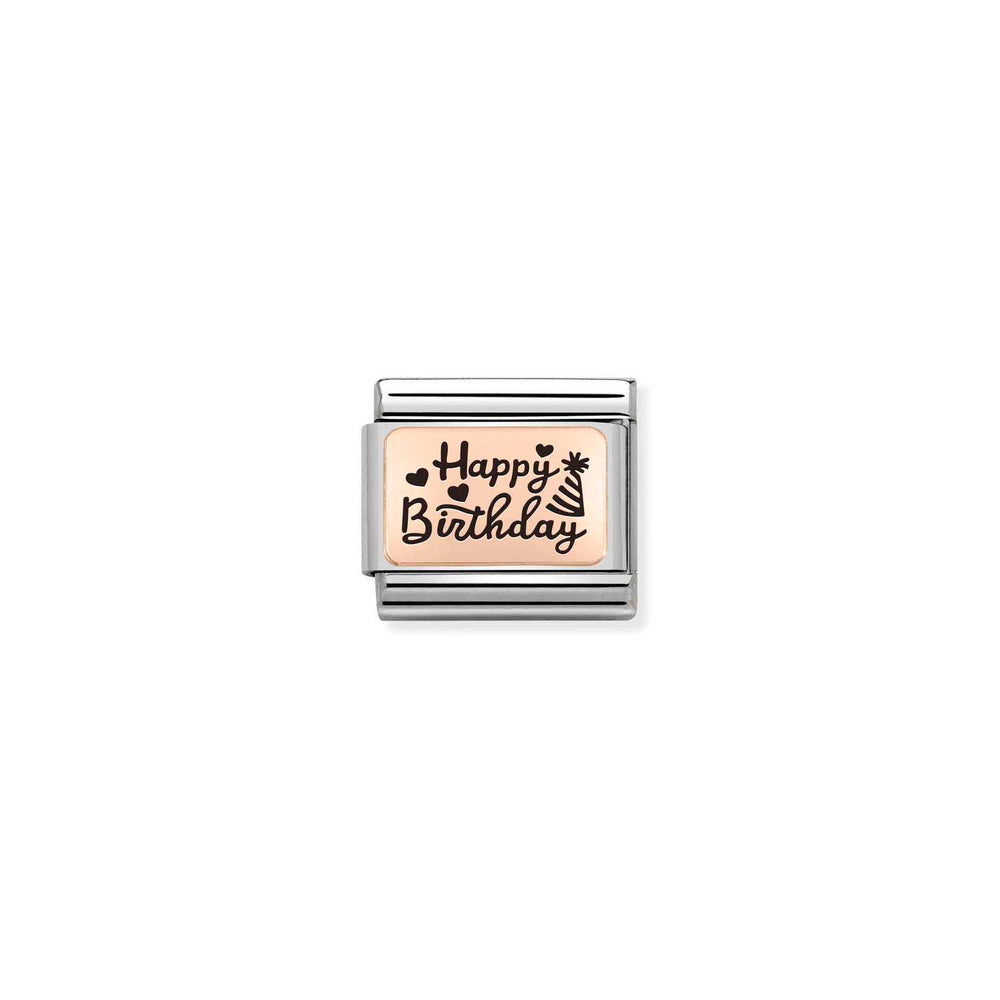 Nomination Classic Link with 'Happy Birthday' in Rose Gold Tone
