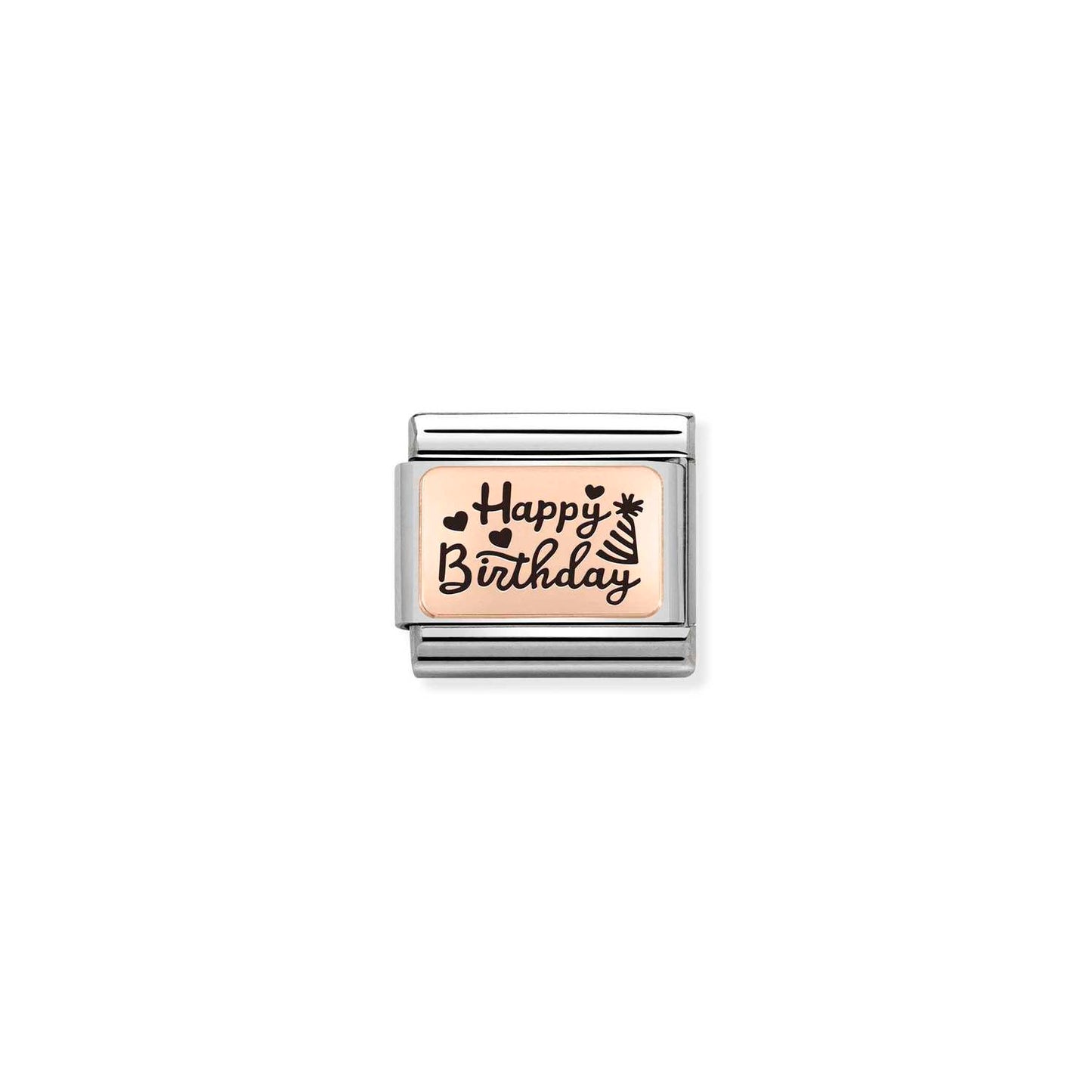Nomination Classic Link with 'Happy Birthday' in Rose Gold Tone