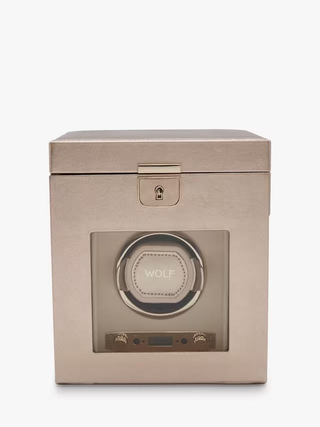 Wolf Palermo Leather Watch Winder & Jewellery Box - Rose Gold