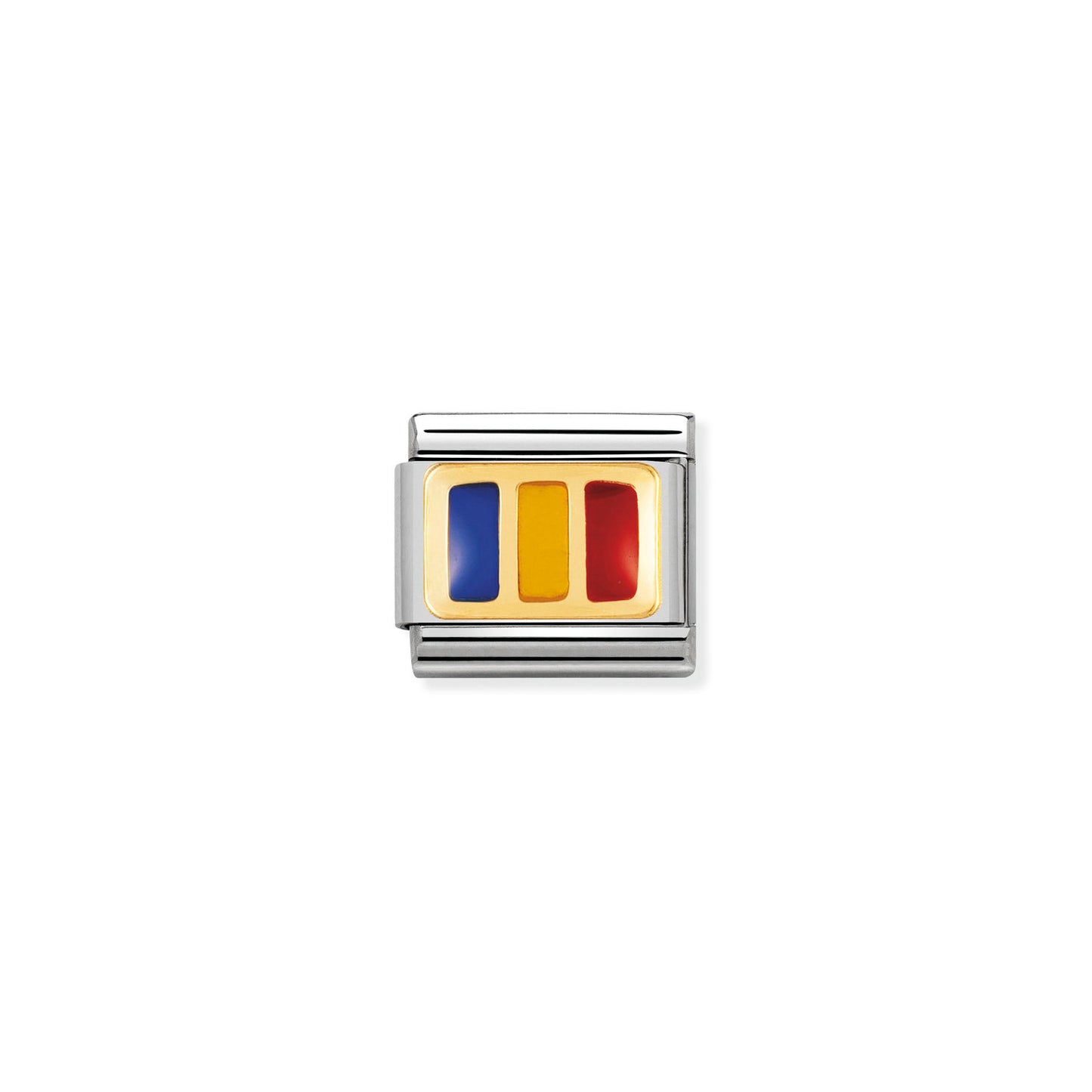 Nomination Classic Link with Enamel Romania Flag in Yellow Gold Tone