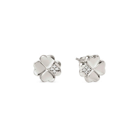 Nomination Petite Sparkle Earrings, Four Leaf Clover