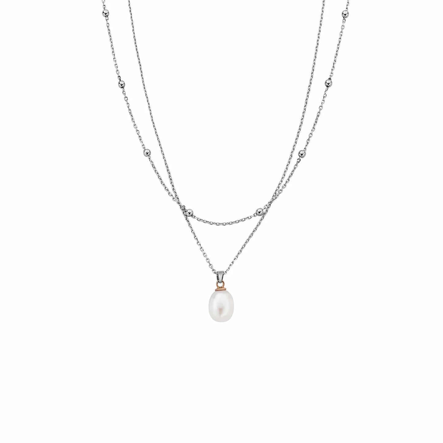 Clogau Nature's Wonder Sterling Silver Beachcomber Layered Necklace with Pearl