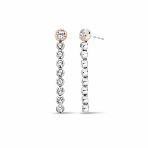 Clogau® Celebration Sterling Silver Drop-Hoop Tennis Earrings with Topaz