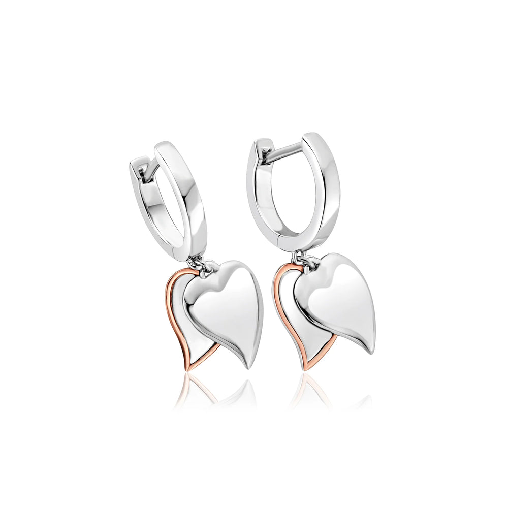 Clogau Cwtch Double Heart Drop Earrings