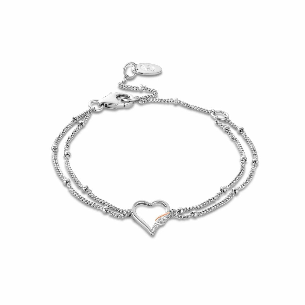 Clogau Past Present Future® Heart Silver Double-Chain Bracelet