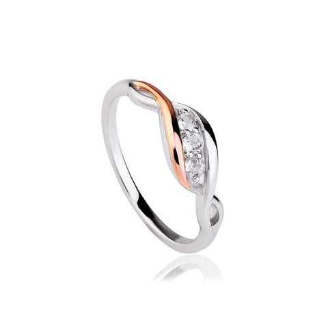 Clogau Past Present Future Sterling Silver Ring with Topaz