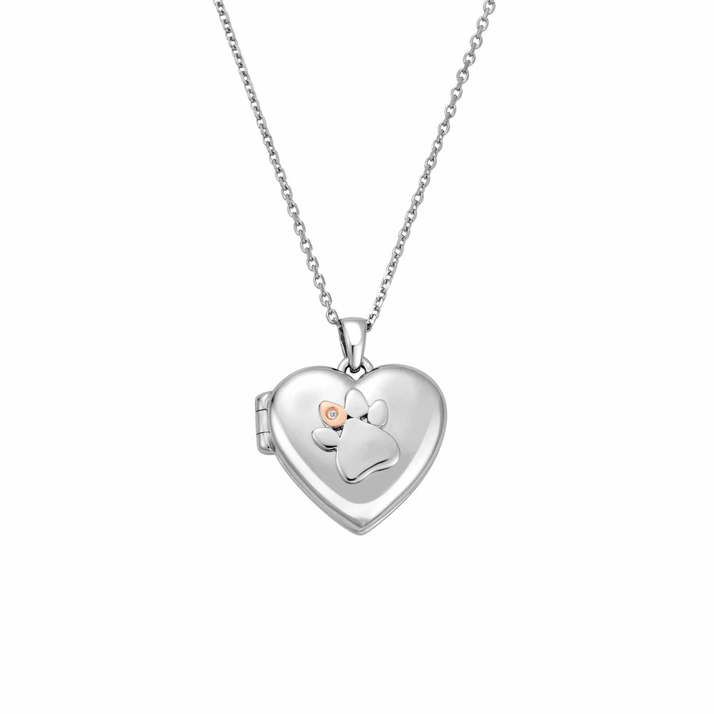 Clogau Paw Prints on My Heart Silver Locket