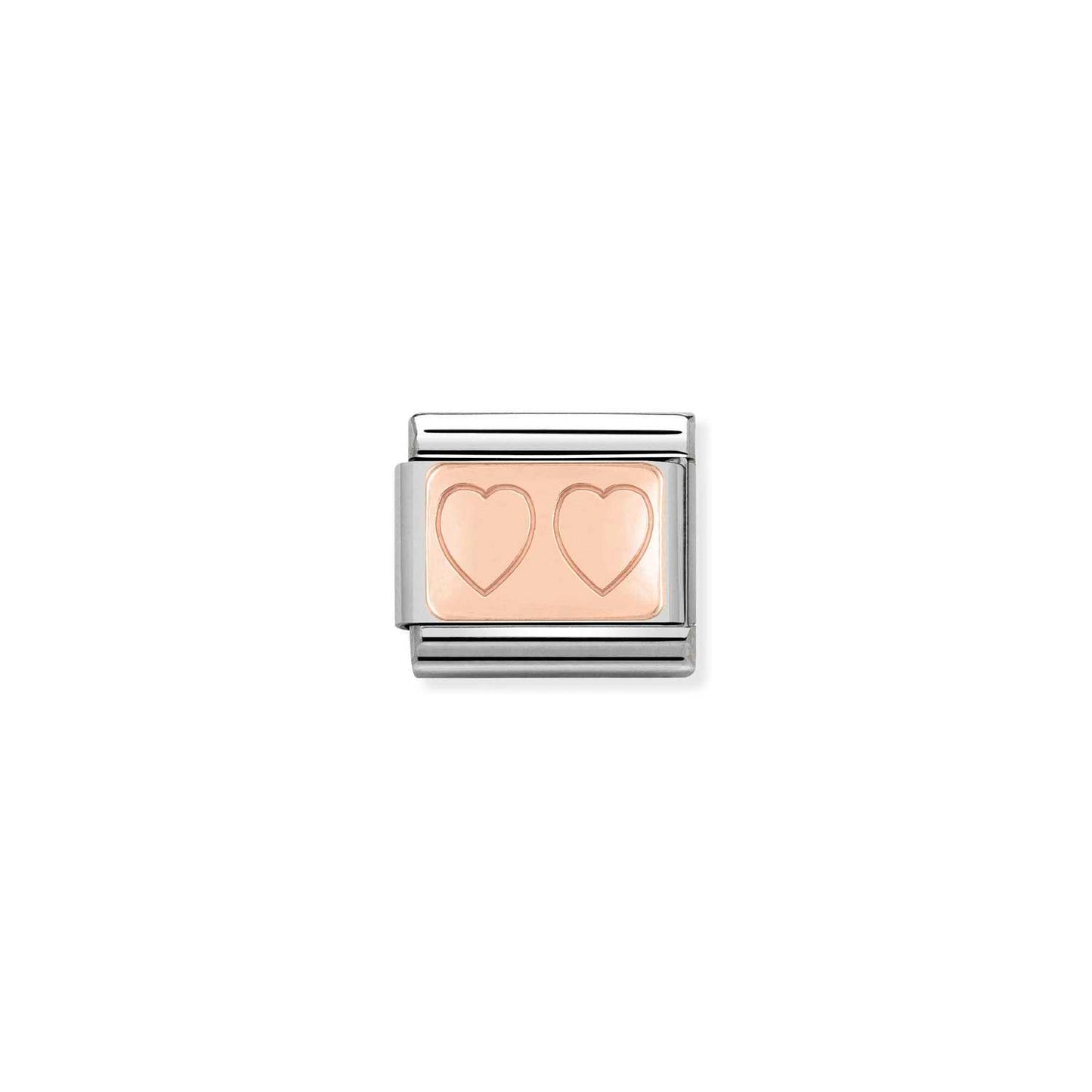 Nomination Classic Link with Double Heart in Rose Gold Tone