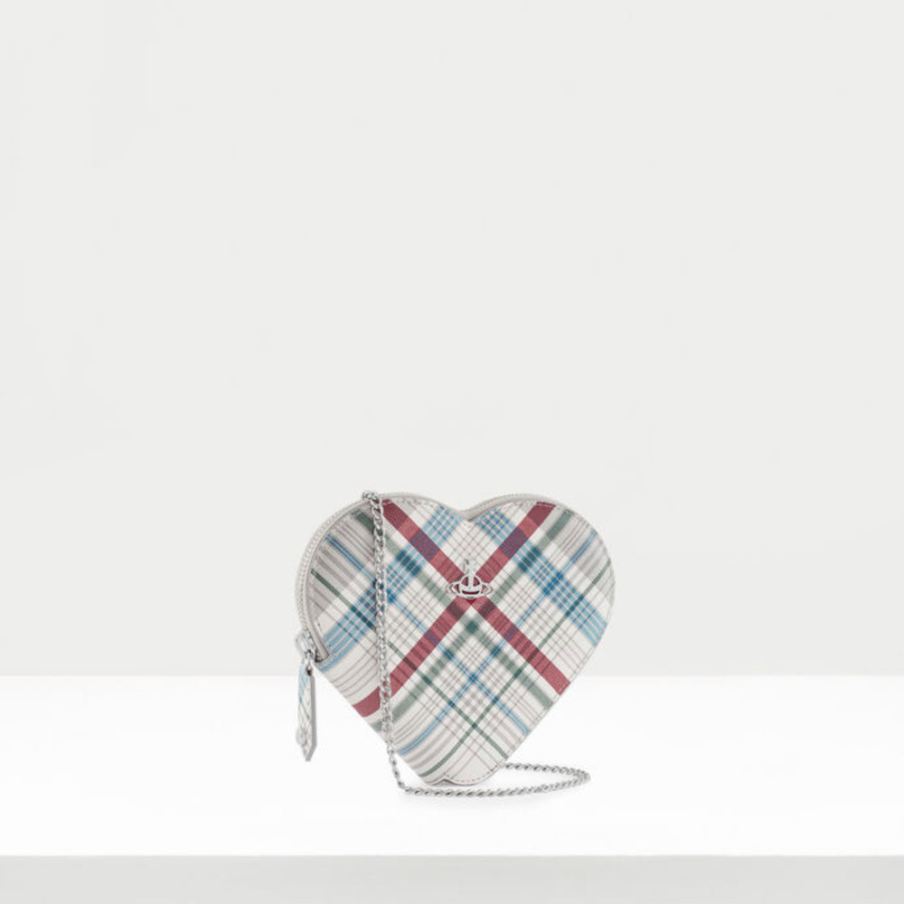 Vivienne Westwood Saffiano Madras Check Heart Crossbody Bag