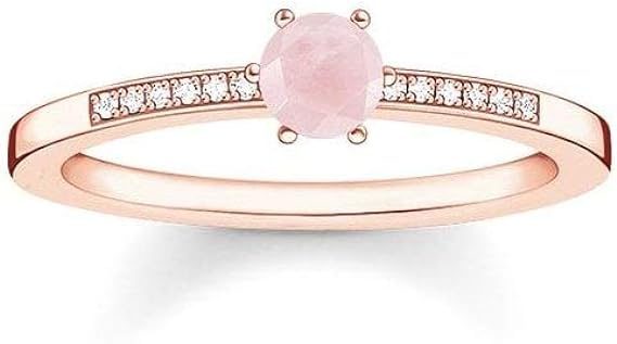 Thomas Sabo Rose Gold Ring With Diamond And Rose Quartz