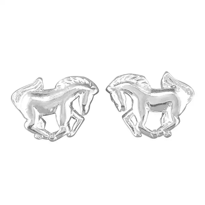 Coe & Co  Silver Galloping Horse Stud Earrings