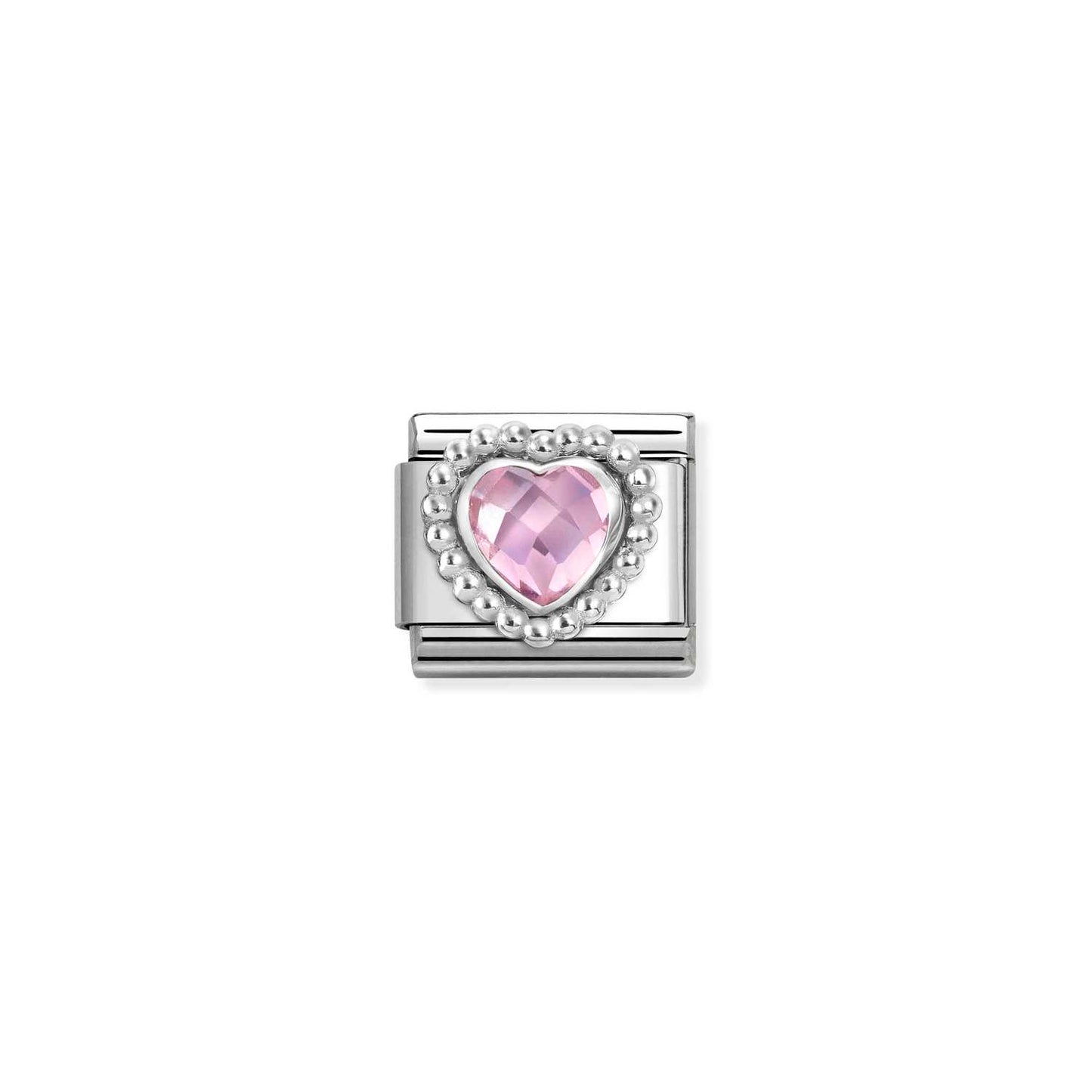 Nomination Classic Link Pink CZ Heart Beaded Setting