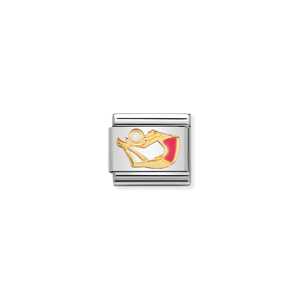 Nomination Classic Link with Enamel Red Gymnast in Yellow Gold Tone