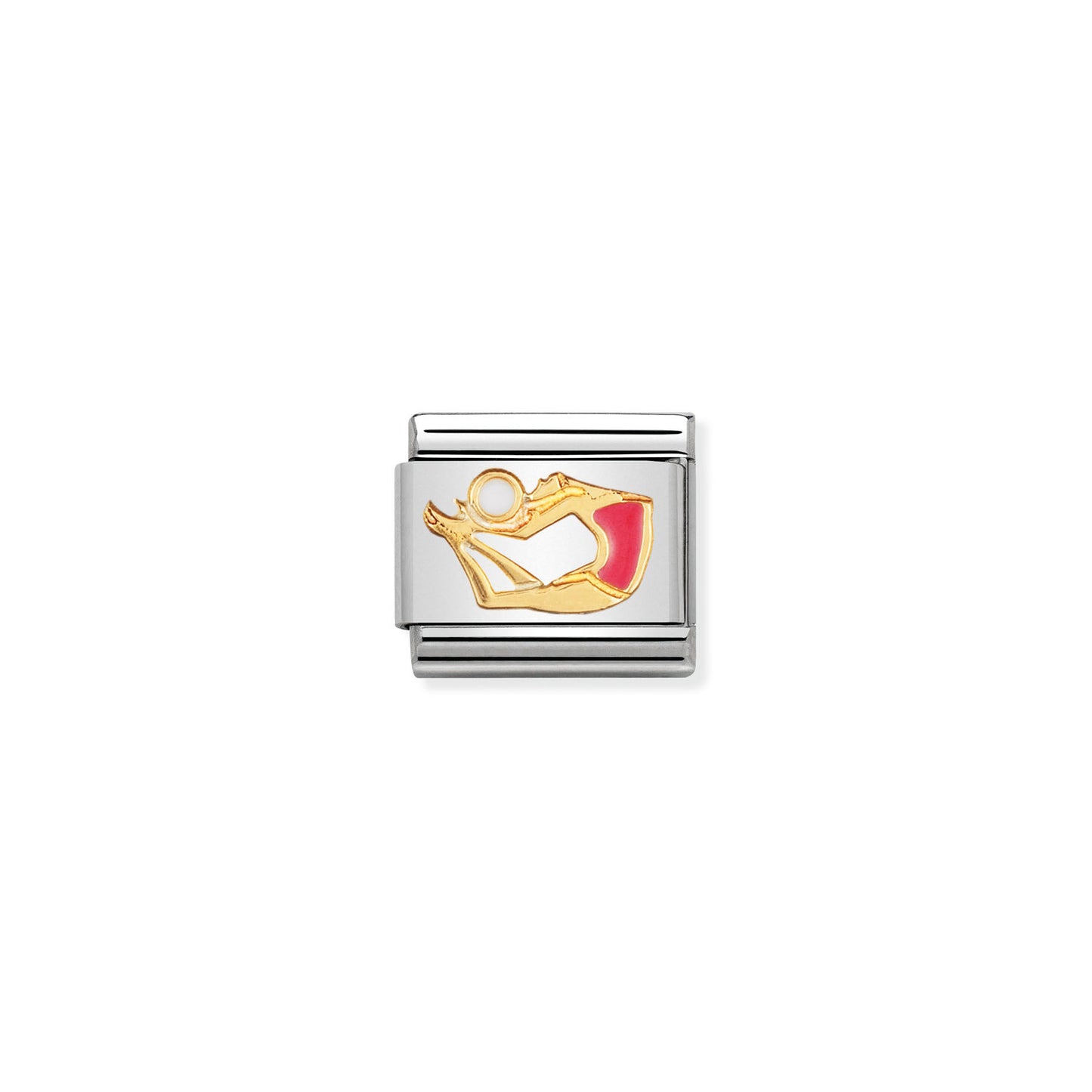 Nomination Classic Link with Enamel Red Gymnast in Yellow Gold Tone