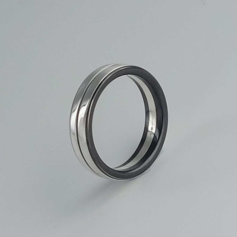 Zedd Zirconium and Silver 6mm Wedding Ring