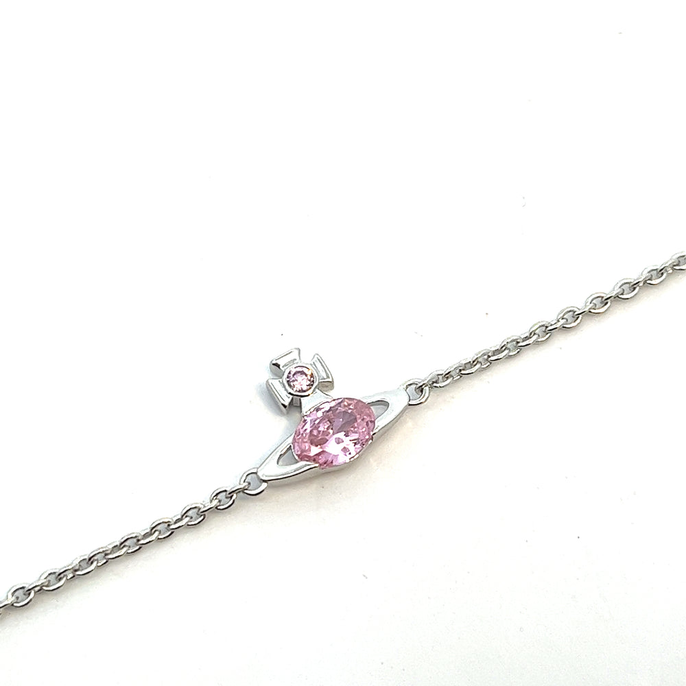 Vivienne Westwood Allie Silver and Pink Crystal Bracelet