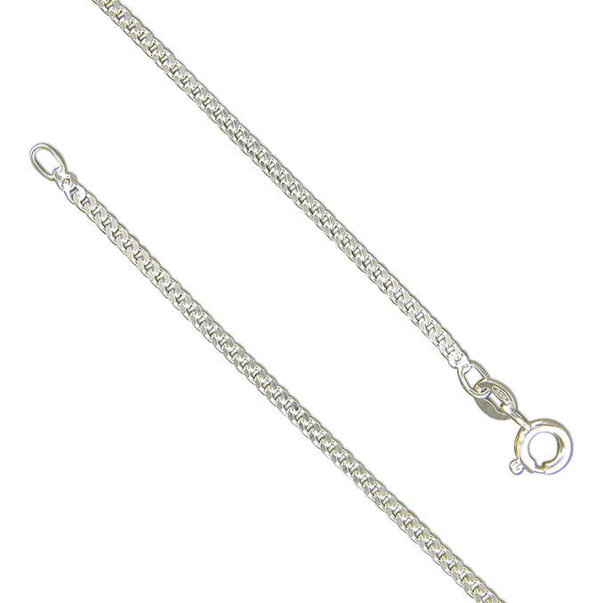 Coe & Co Sterling Silver 56cm/22in Medium Diamond Cut Curb Chain