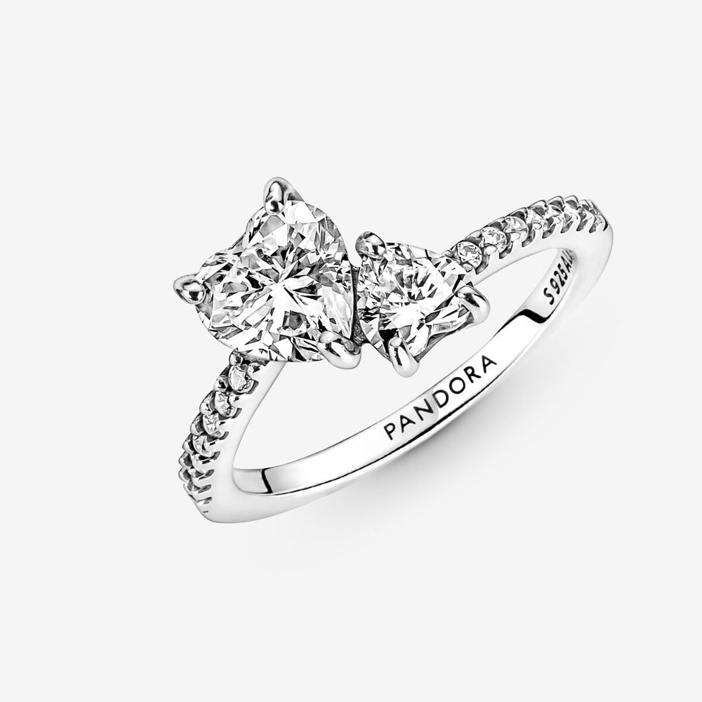 
                      
                        Pandora Double Heart Sparkling Ring-Silver
                      
                    