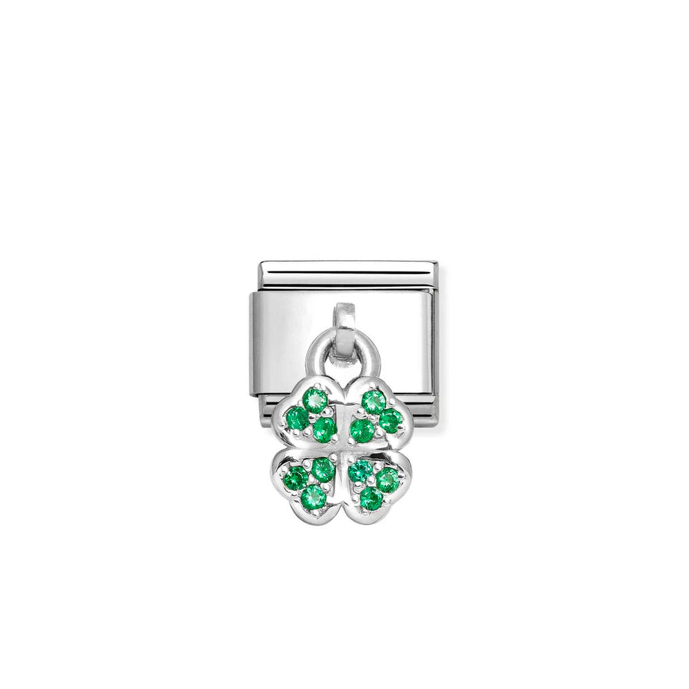 Classic Nomination Link Four-Leaf Clover with Green CZ